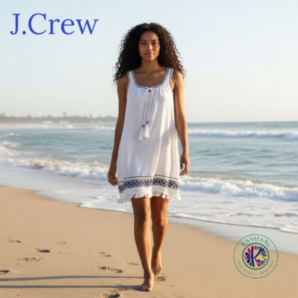 J.Crew Cotton Gauzy Semi‑Sheer Beach Cover Up Dress White Size S